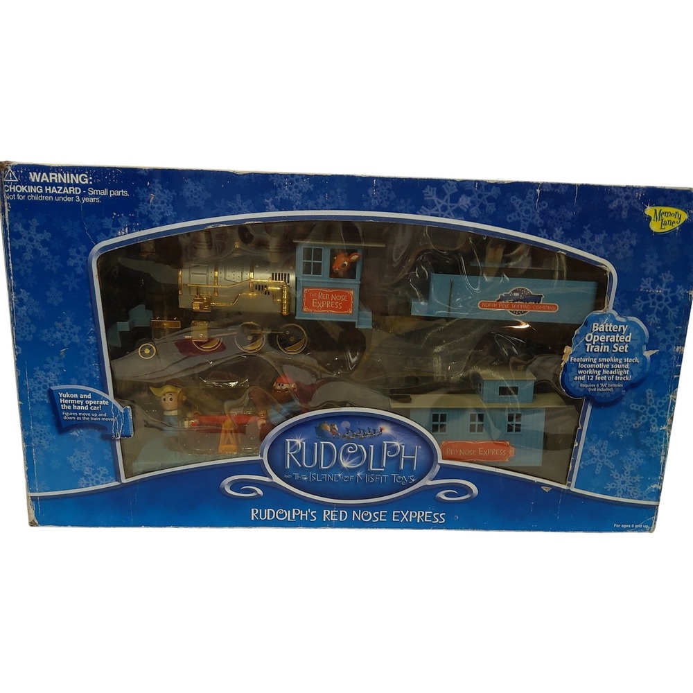 Complete Memory Lane Rudolph's Red Nose Express Train Lights/Sounds/Smoke WORKS